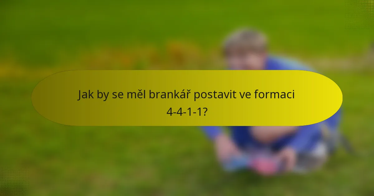 Jak by se měl brankář postavit ve formaci 4-4-1-1?