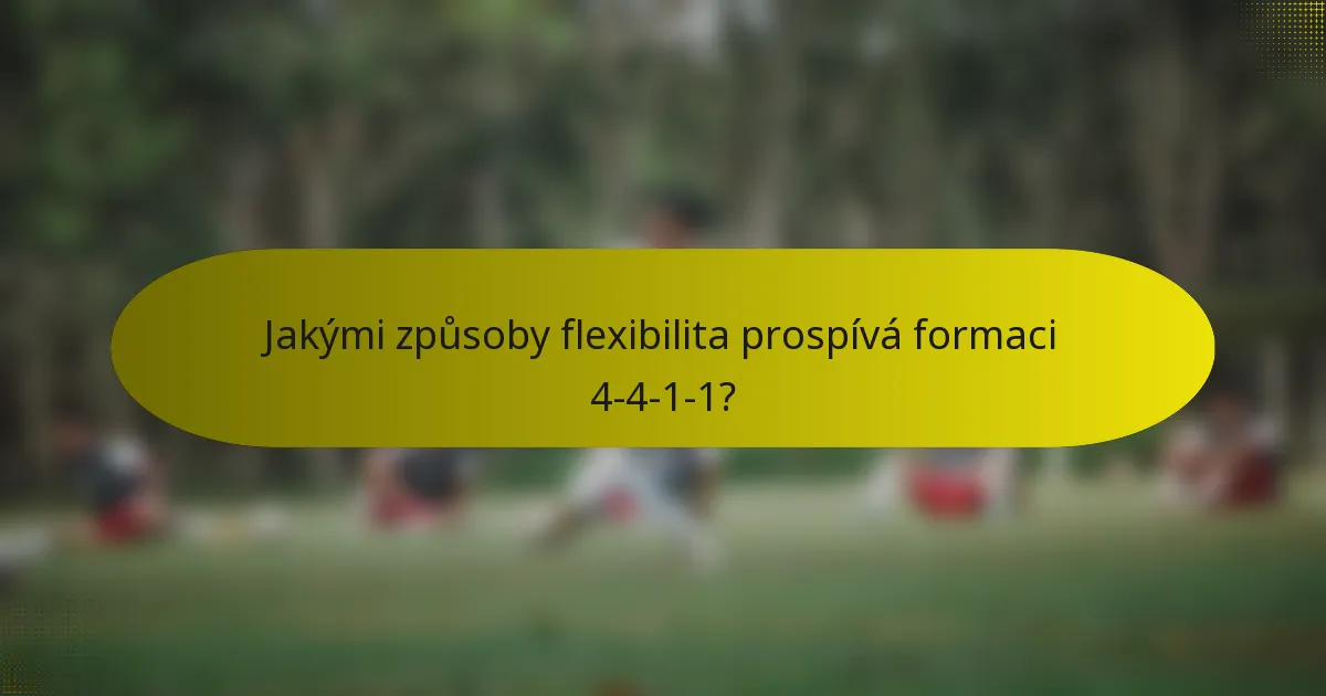 Jakými způsoby flexibilita prospívá formaci 4-4-1-1?